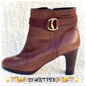 🎉2X HP🎊 VTG Like New Ralph Lauren Leather Ankle Boots Booties Side Zip Closure